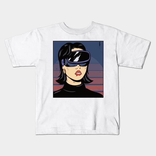 Escape Reality // Pop Art Virtual Reality Woman Kids T-Shirt by SLAG_Creative